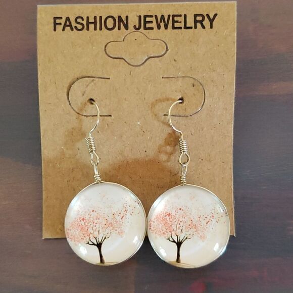 Jewelry - Tree of Life Double Sided Glass Dome Earrings